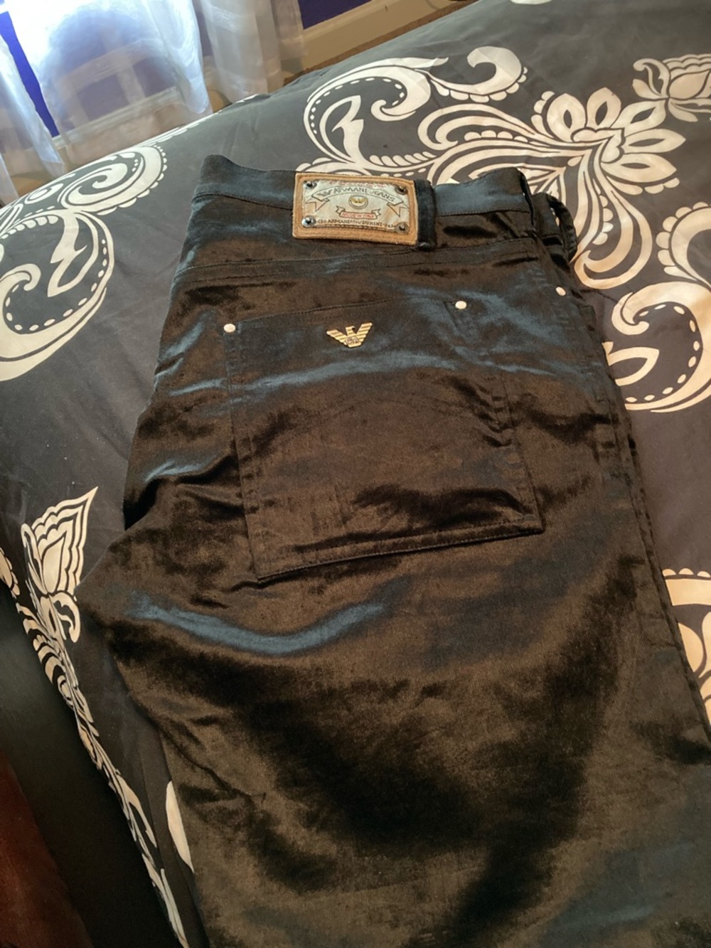 Armani Jeans Black Pants with Gold Accent Logo